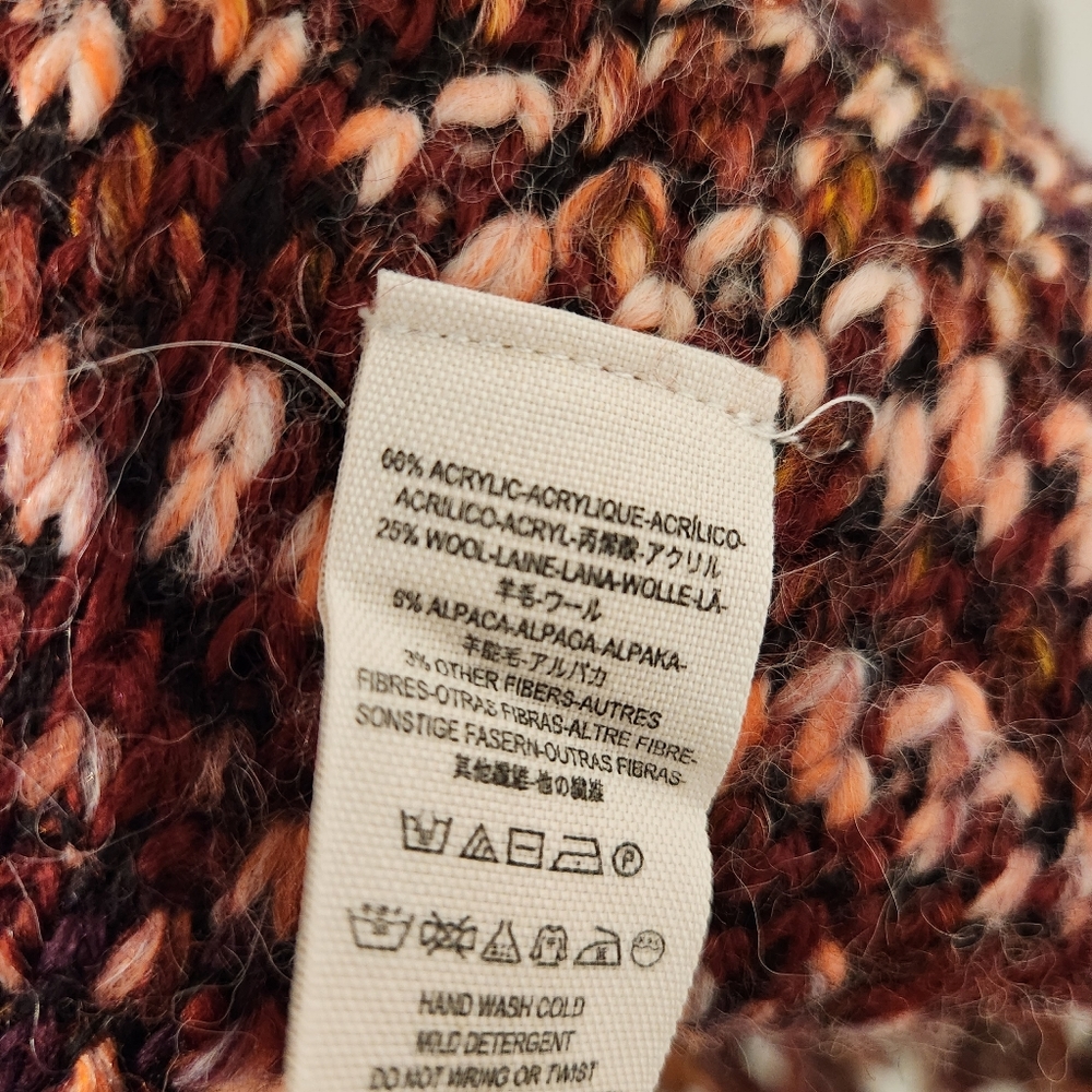 Free People Burgundy fringe open knit cardigan size small - Picture 6 of 6